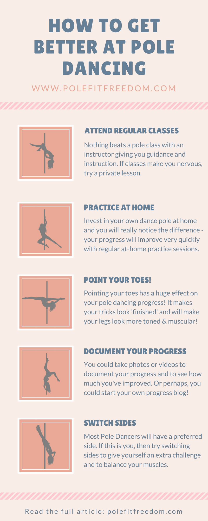 How to get better at pole dancing infographic