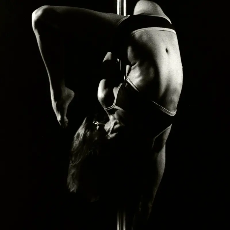 Pole dancer performing