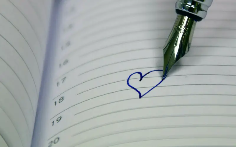 diary with love heart written on the page