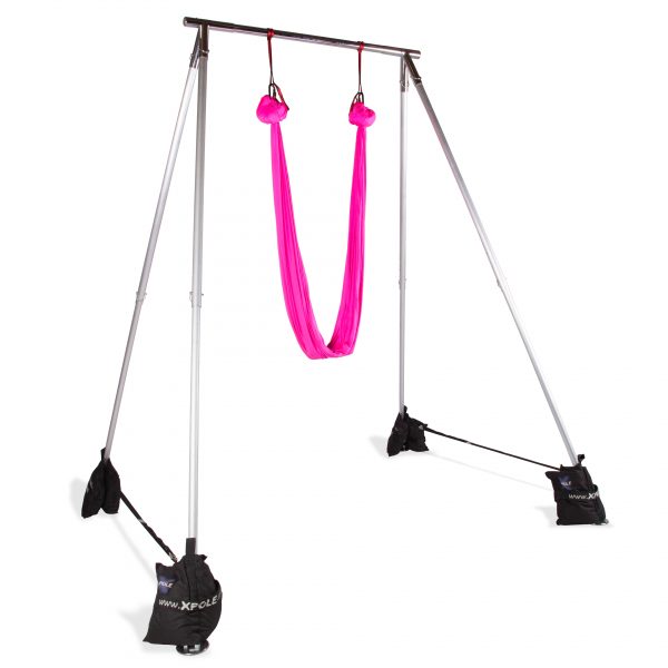 X Pole Aerial A Frame with pink aerial hammock
